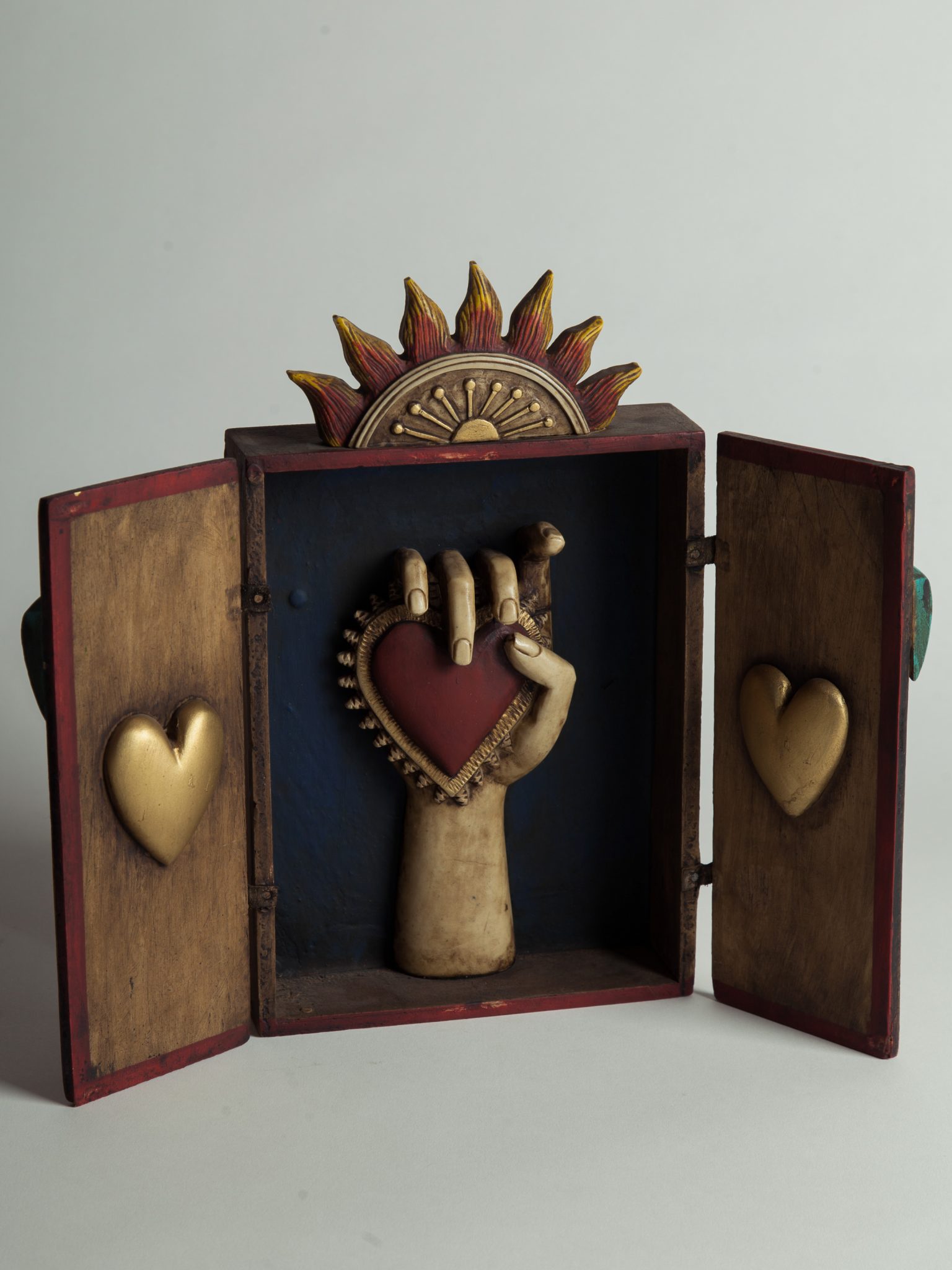 Retablo Mano Corazón Llamas Rojo Retablo Mano Corazón Llamas Rojo
