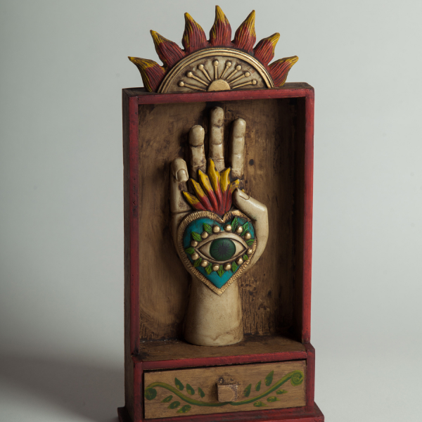 Retablo Mano Corazón Rojo